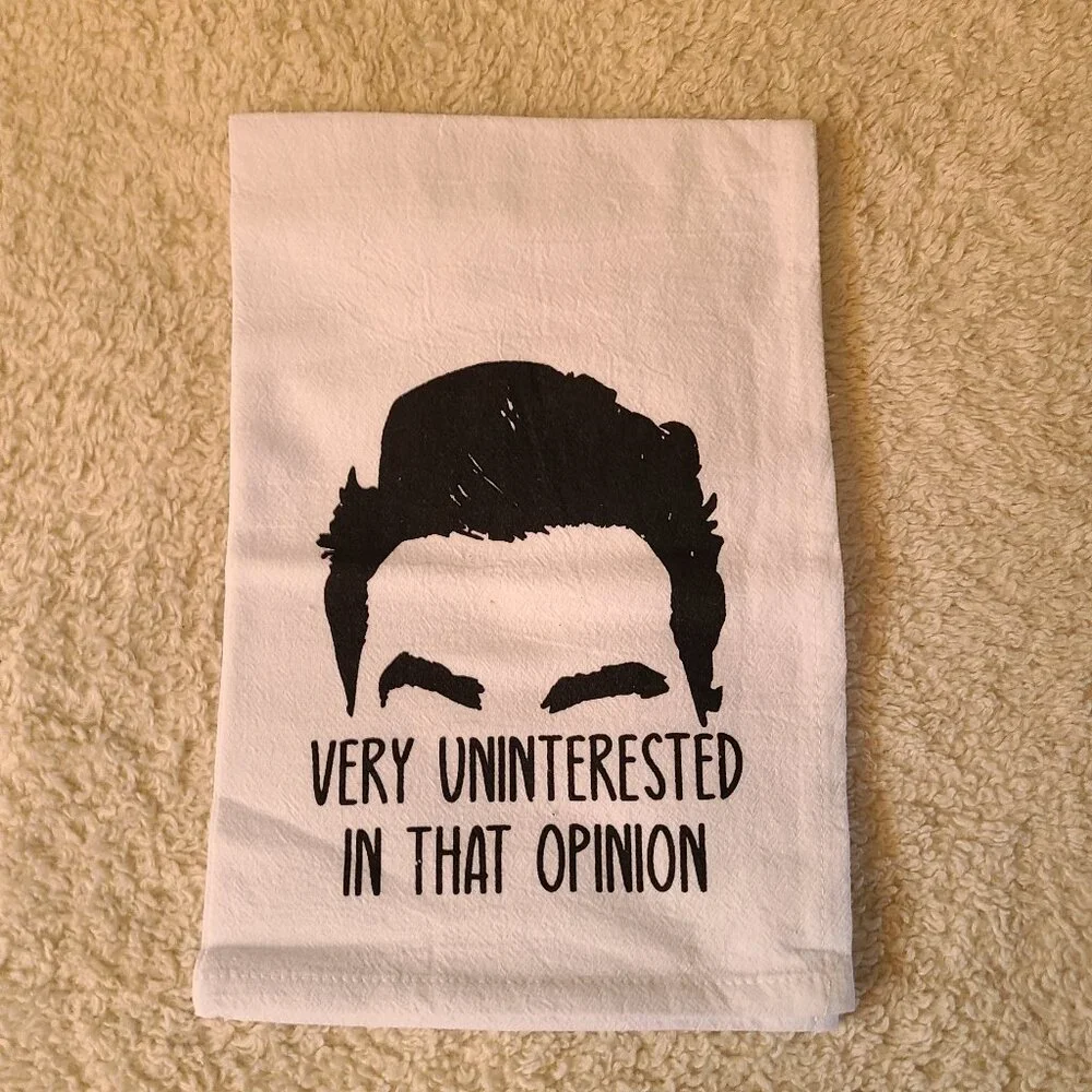 Set of Four White/Black Schitt's Creek Hand Towels